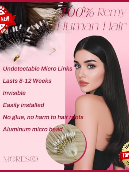 50G Human Hair Extensions Micro Loop Straight 20 Inch 50G Human Hair Extensions Micro Loop Straight 20 Inch main image 4